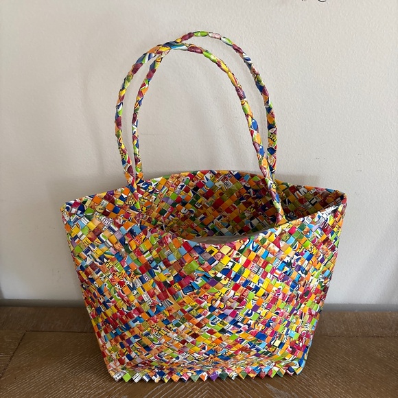 Vintage Style Recycled Wrappers Tote Handbag - Picture 1 of 6